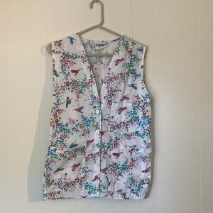 Landau White Floral Bird Print Blouse